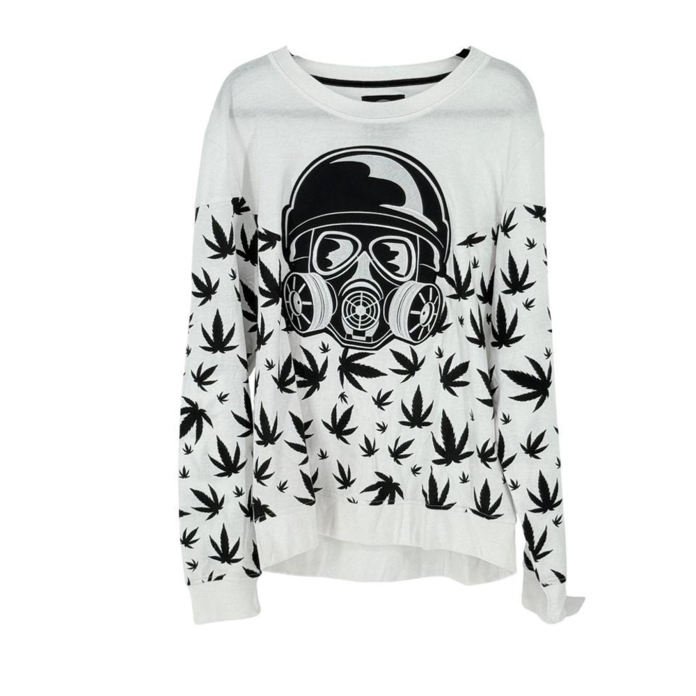 Maxi Milian Gas Mask Sweatshirt New White Graphic‎ Leaf Print Embroidered Street